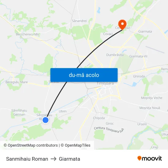 Harta de Sanmihaiu Roman către Giarmata