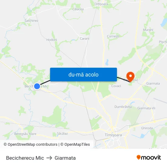 Harta de Becicherecu Mic către Giarmata