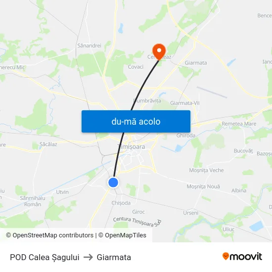 Harta de POD Calea Șagului către Giarmata
