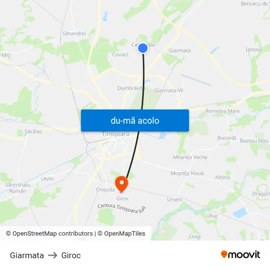 Harta de Giarmata către Giroc