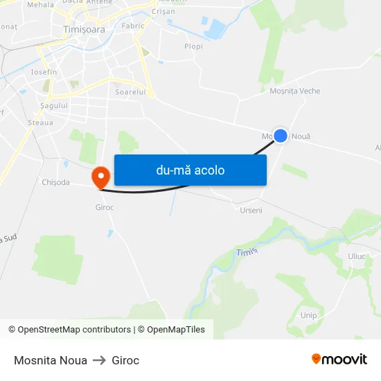 Harta de Mosnita Noua către Giroc