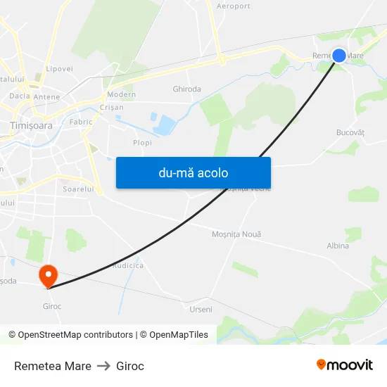 Harta de Remetea Mare către Giroc