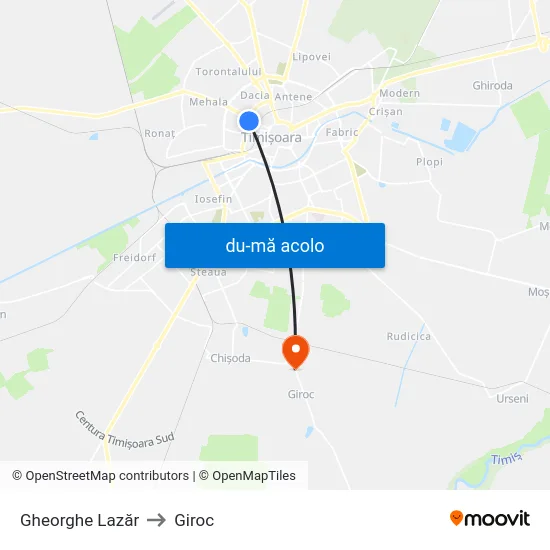 Harta de Gheorghe Lazăr către Giroc