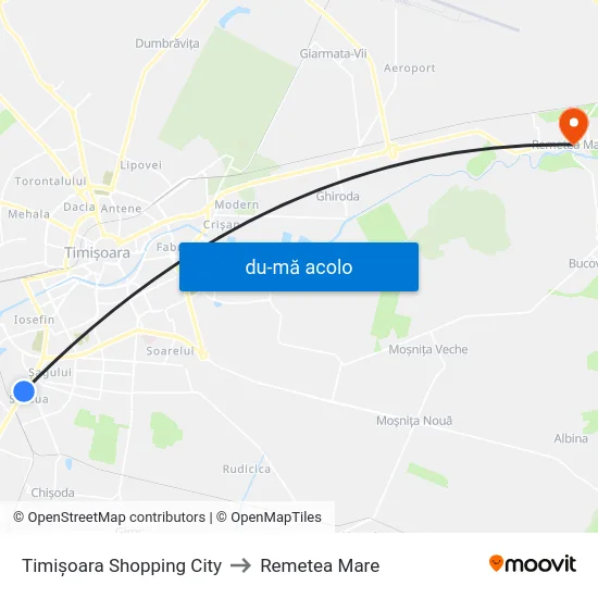 Harta de Shopping City către Remetea Mare