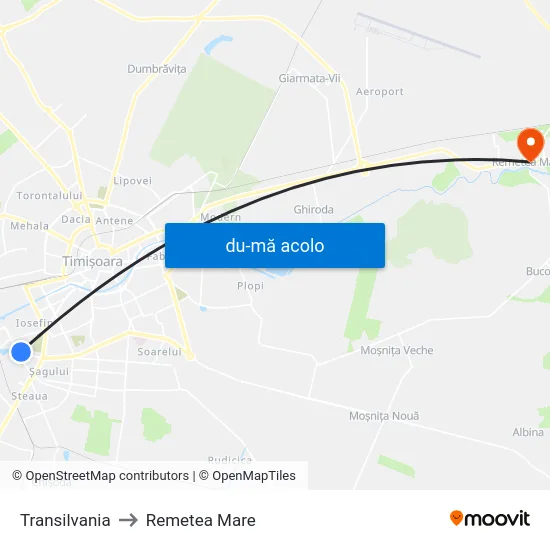 Harta de Transilvania către Remetea Mare