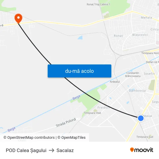 Harta de POD Calea Șagului către Sacalaz