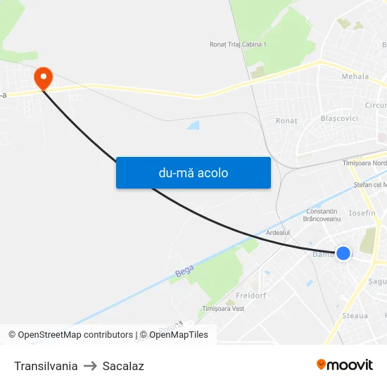 Harta de Transilvania către Sacalaz