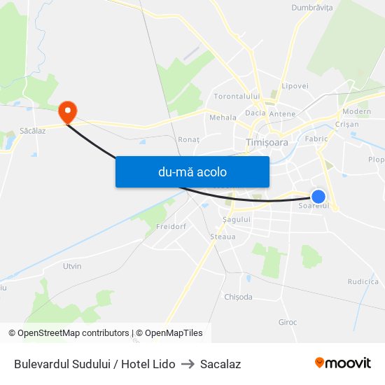 Harta de Bulevardul Sudului / Hotel Lido către Sacalaz