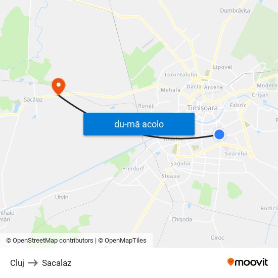 Harta de Cluj către Sacalaz