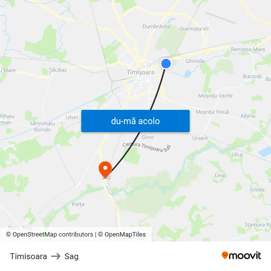Harta de Timisoara către Sag