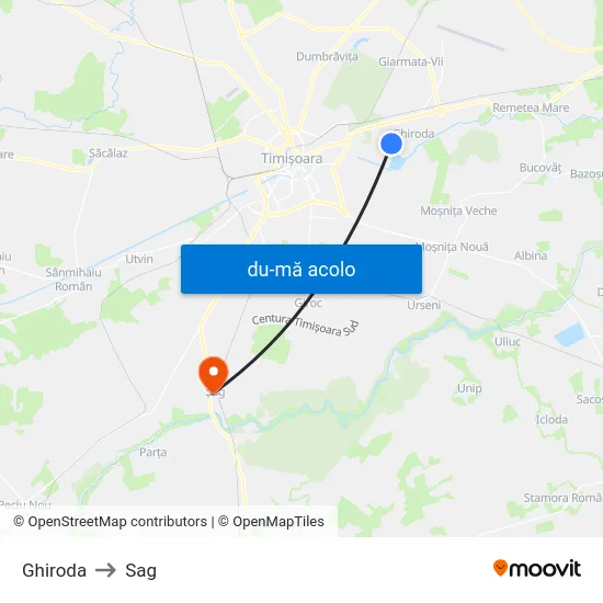 Harta de Ghiroda către Sag