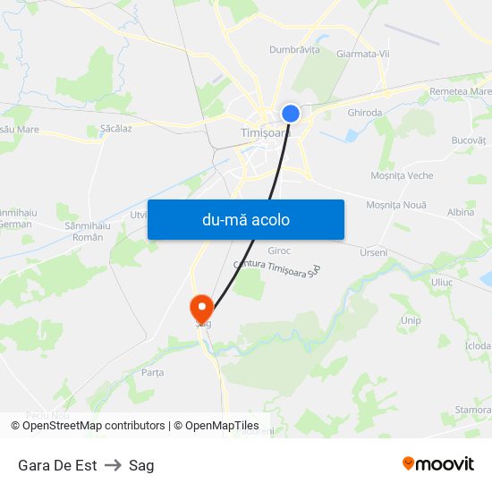 Harta de Gara De Est către Sag