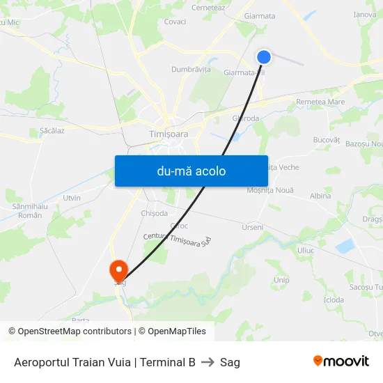 Harta de Aeroportul Traian Vuia | Terminal B către Sag