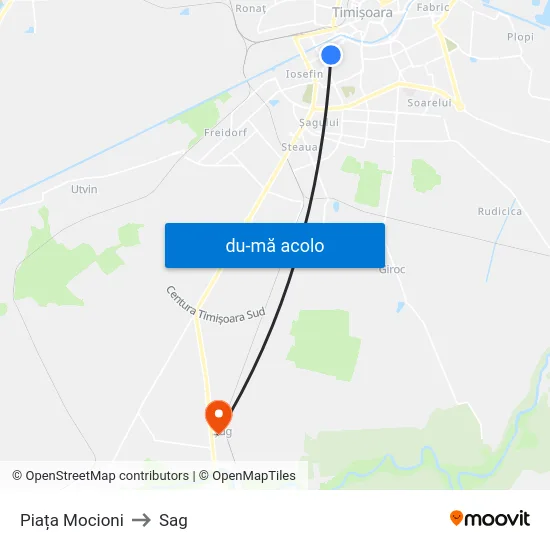 Harta de Piața Mocioni către Sag