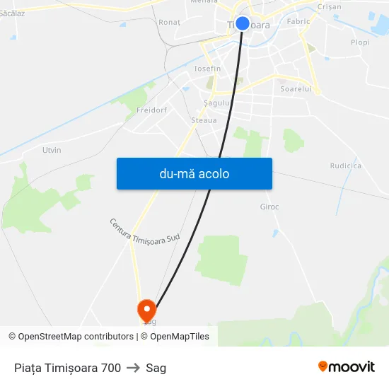 Harta de Piața Timișoara 700 către Sag