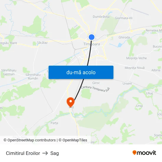 Harta de Cimitirul Eroilor către Sag