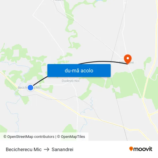 Harta de Becicherecu Mic către Sanandrei