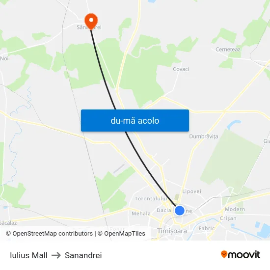 Harta de Iulius Mall către Sanandrei