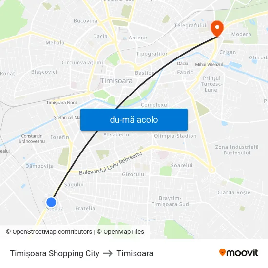 Harta de Shopping City către Timisoara