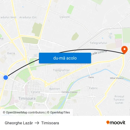 Harta de Gheorghe Lazăr către Timisoara