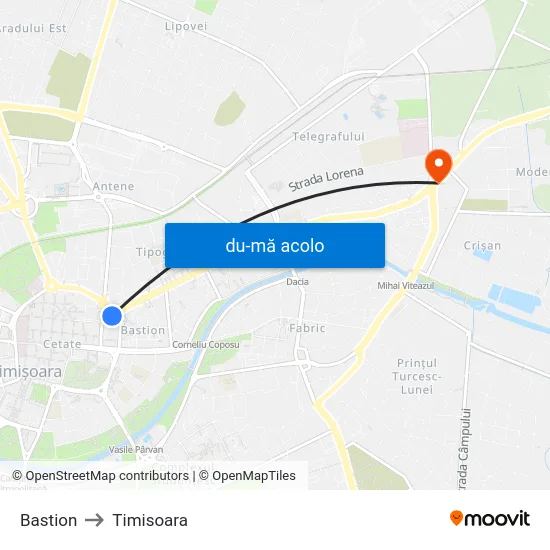 Harta de Bastion către Timisoara