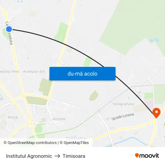 Harta de Universitatea De Științele Vieții către Timisoara