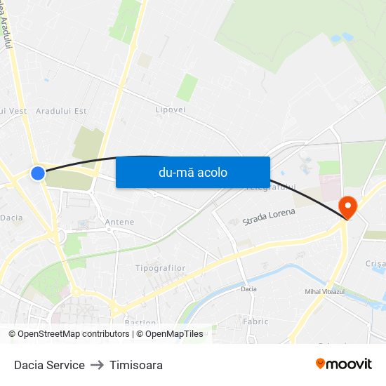 Harta de Dacia Service către Timisoara