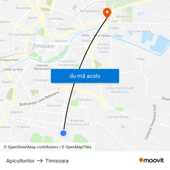 Harta de Apicultorilor către Timisoara