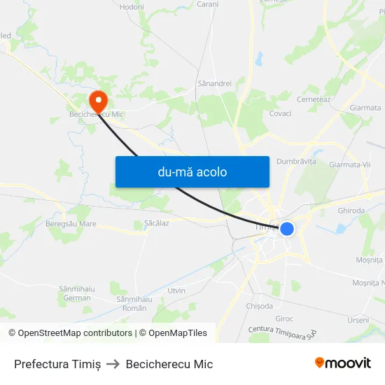 Harta de Prefectura Timiș către Becicherecu Mic
