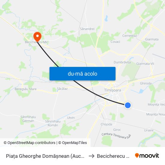 Harta de Piața Gheorghe Domășnean (Auchan) către Becicherecu Mic
