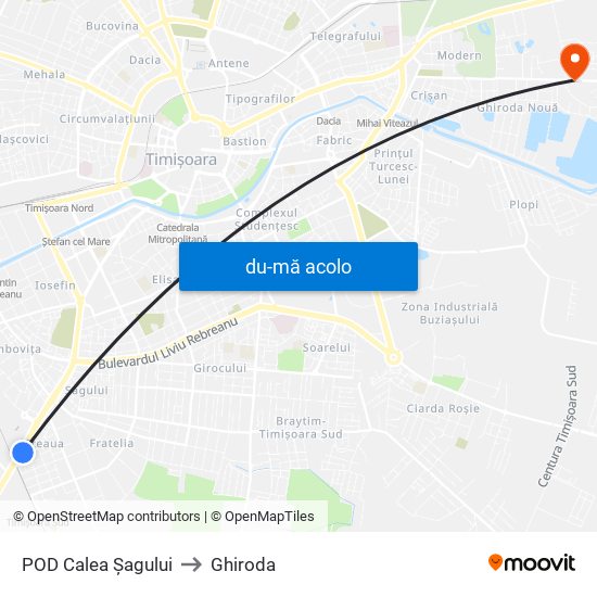 Harta de POD Calea Șagului către Ghiroda