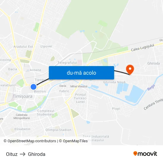 Harta de Oituz către Ghiroda