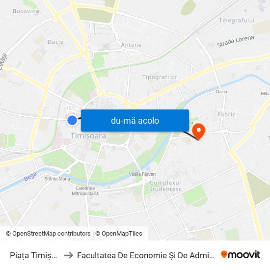Harta de Piața Timișoara 700 către Facultatea De Economie Și De Administrarea A Afacerilor