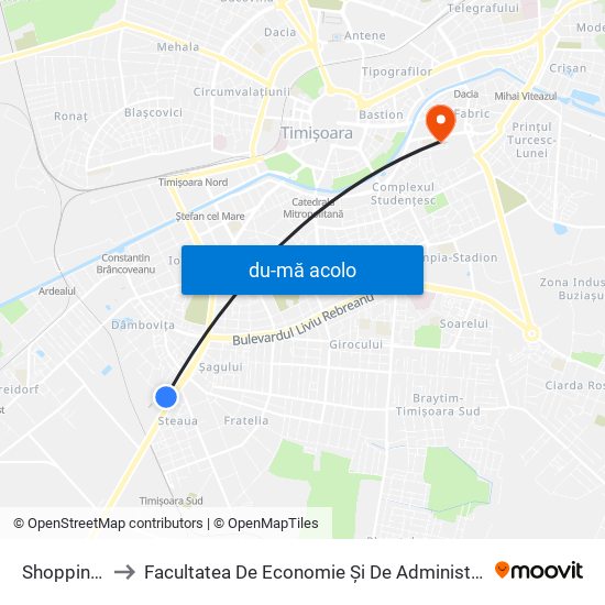 Harta de Shopping City către Facultatea De Economie Și De Administrarea A Afacerilor