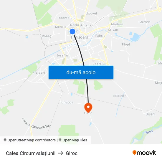 Harta de Calea Circumvalațiunii către Giroc