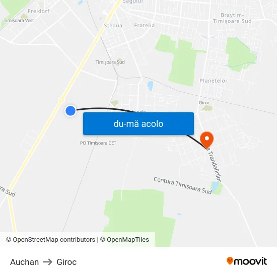 Harta de Auchan către Giroc