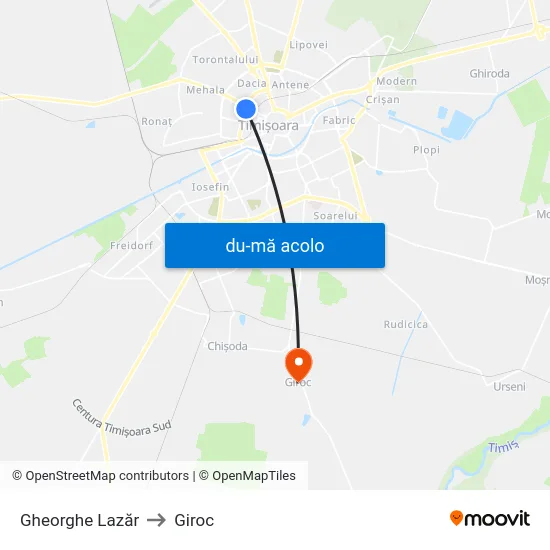 Harta de Gheorghe Lazăr către Giroc