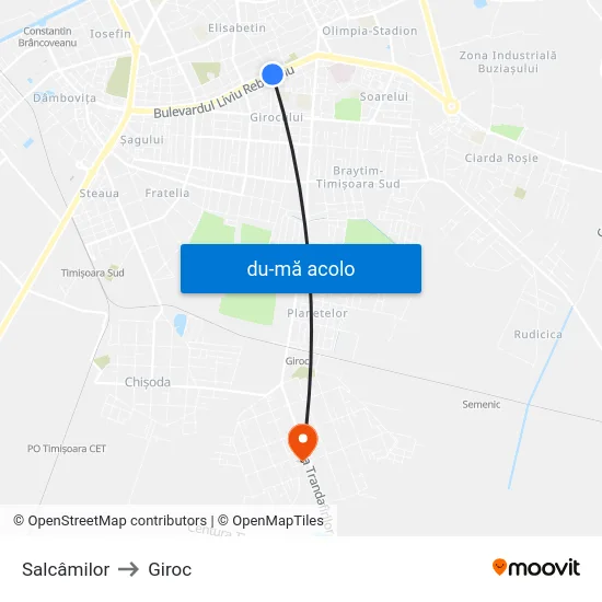 Harta de Salcâmilor către Giroc