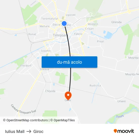 Harta de Iulius Mall către Giroc