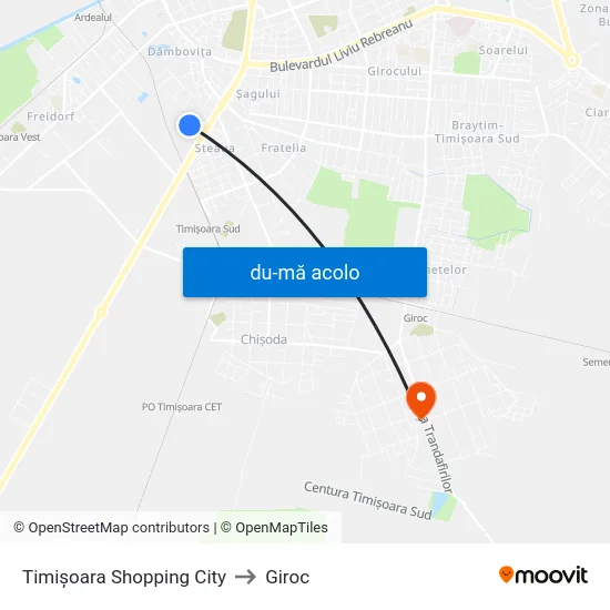 Harta de Shopping City către Giroc