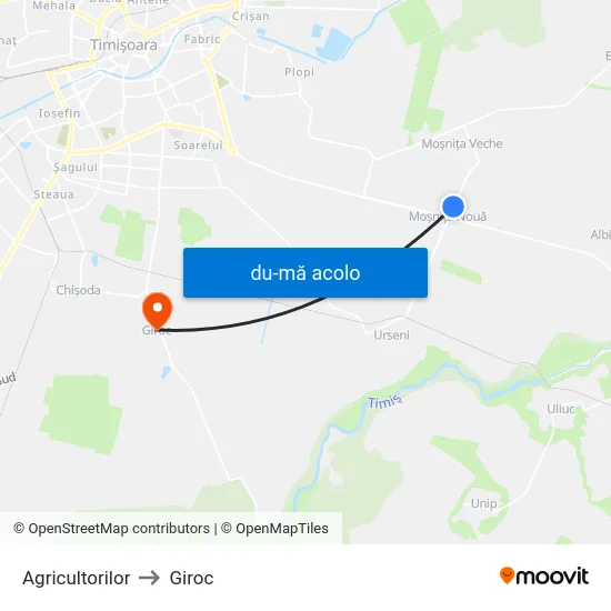 Harta de Moșnița Nouă | Agricultorilor către Giroc
