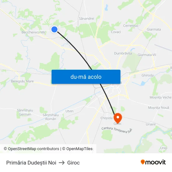 Harta de Primăria Dudeștii Noi către Giroc