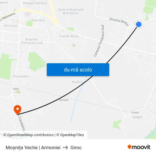 Harta de Moșnița Veche | Armoniei către Giroc