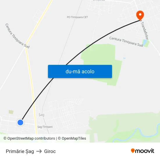 Harta de Primărie Șag către Giroc