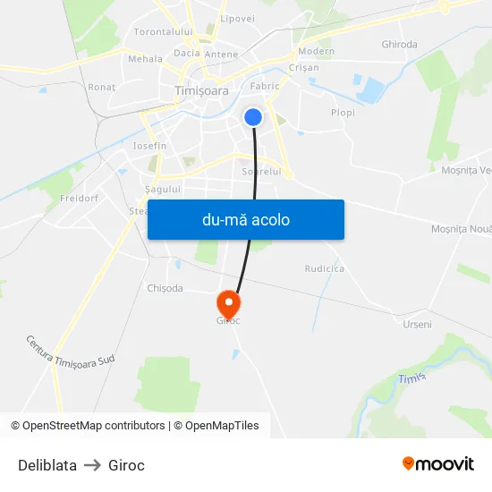 Harta de Deliblata către Giroc