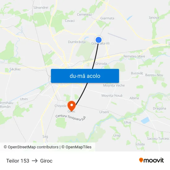 Harta de Teilor 153 către Giroc