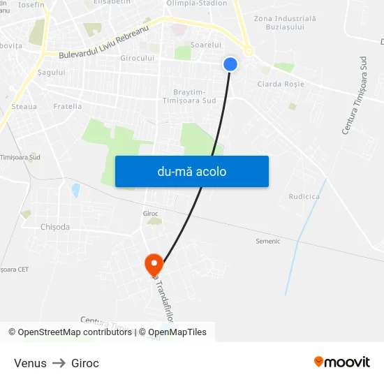 Harta de Venus către Giroc