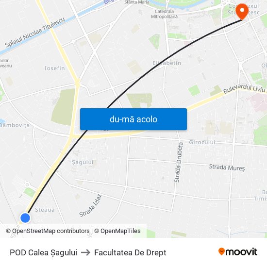 Harta de POD Calea Șagului către Facultatea De Drept