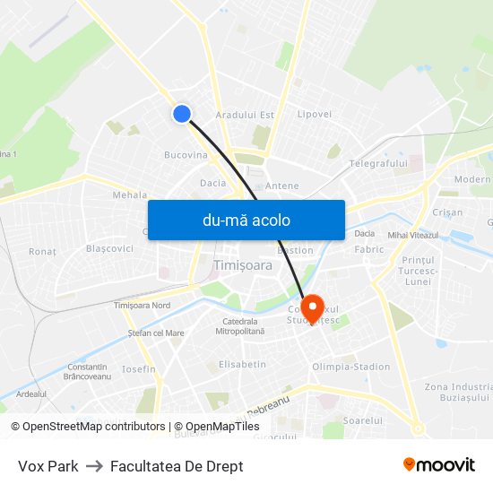 Harta de Vox Park către Facultatea De Drept