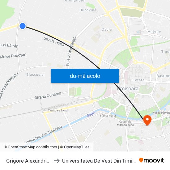 Harta de Grigore Alexandrescu către Universitatea De Vest Din Timișoara
